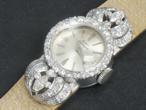 fig 5. STUNNING SOLID 18CT GOLD AND DIAMOND GIRARD PERREGAUX LADIES WATCH C1957