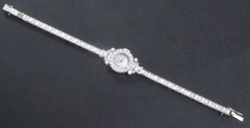 Absolutely Stunning Longines Platinum and Diamond Ladies Art Deco Cocktail Watch C1940