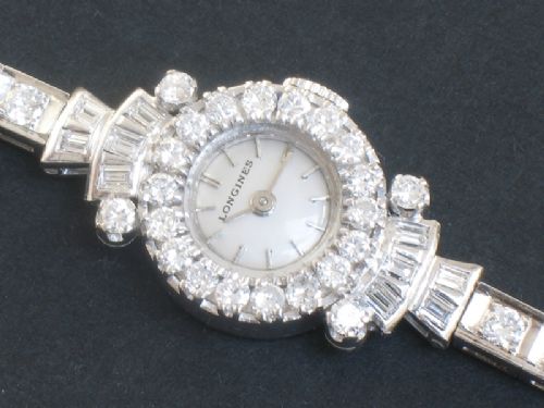 fig 1. ABSOLUTELY STUNNING LONGINES PLATINUM AND DIAMOND LADIES ART DECO COCKTAIL WATCH C1940
