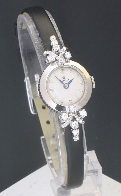 fig 3. GLORIOUS ROLEX 18CT WHITE GOLD AND DIAMOND LADIES COCKTAIL WATCH WITH BOXES C1955