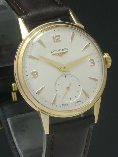 fig 1. WONDERFUL SOLID 9CT GOLD LONGINES 12.68Z MANUAL WINDING MENS VINTAGE WATCH C1953-54
