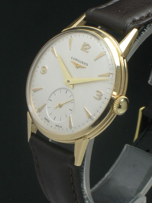 fig 5. WONDERFUL SOLID 9CT GOLD LONGINES 12.68Z MANUAL WINDING MENS VINTAGE WATCH C1953-54