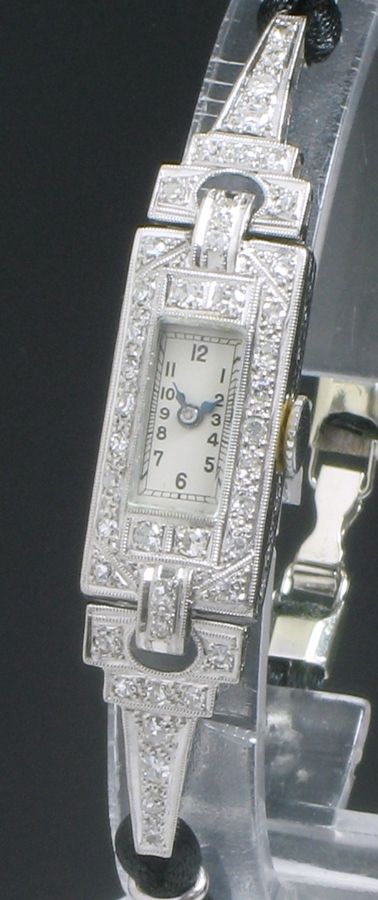 fig 3. BEAUTIFUL ART DECO PLATINUM AND DIAMOND LADIES COCKTAIL WATCH C1940