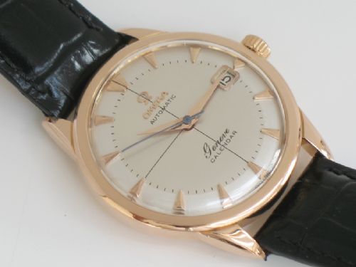 fig 4. RARE SOLID 18CT ROSE GOLD OMEGA GENEVE CALENDAR CALIBRE 503 AUTOMATIC MENS VINTAGE WATCH C1960