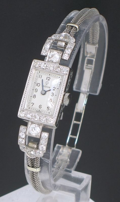 Beautiful Rolex Tudor Platinum and Diamond Art Deco Cocktail Watch C1940
