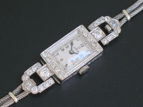 fig 1. BEAUTIFUL ROLEX TUDOR PLATINUM AND DIAMOND ART DECO COCKTAIL WATCH C1940