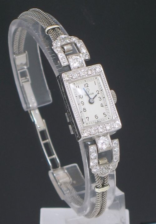 fig 2. BEAUTIFUL ROLEX TUDOR PLATINUM AND DIAMOND ART DECO COCKTAIL WATCH C1940
