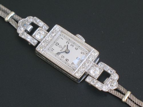 fig 3. BEAUTIFUL ROLEX TUDOR PLATINUM AND DIAMOND ART DECO COCKTAIL WATCH C1940