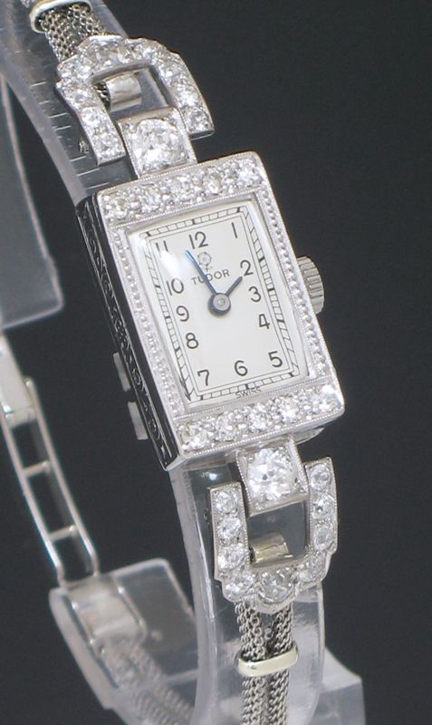 fig 4. BEAUTIFUL ROLEX TUDOR PLATINUM AND DIAMOND ART DECO COCKTAIL WATCH C1940