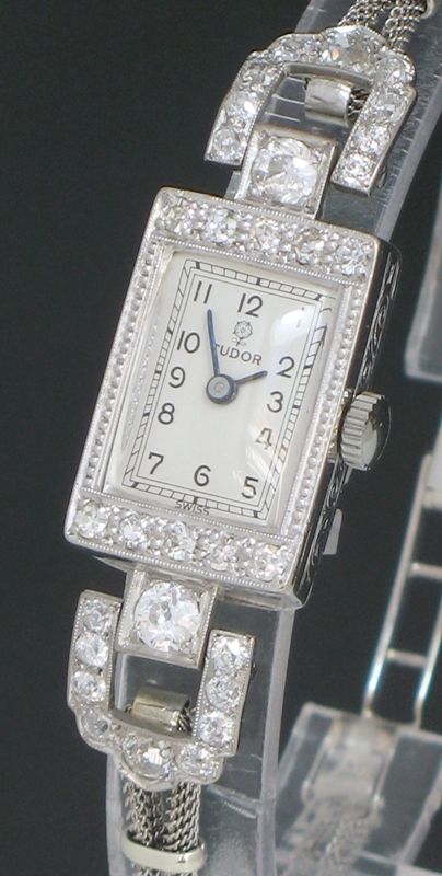 fig 5. BEAUTIFUL ROLEX TUDOR PLATINUM AND DIAMOND ART DECO COCKTAIL WATCH C1940