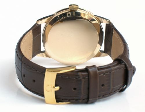 fig 6. STUNNING SOLID 9CT GOLD OMEGA GENEVE TWO TONE DIAL MENS WATCH C1958