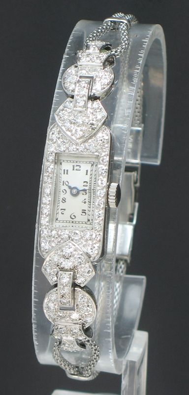 Beautiful Platinum and Diamond Ladies Cocktail Watch C1930