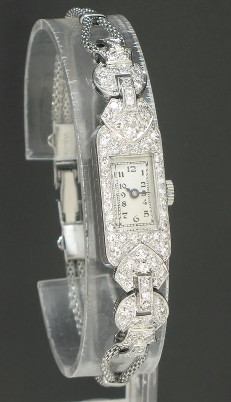 fig 1. BEAUTIFUL PLATINUM AND DIAMOND LADIES COCKTAIL WATCH C1930