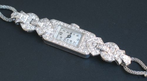 fig 2. BEAUTIFUL PLATINUM AND DIAMOND LADIES COCKTAIL WATCH C1930