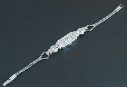 fig 4. BEAUTIFUL PLATINUM AND DIAMOND LADIES COCKTAIL WATCH C1930
