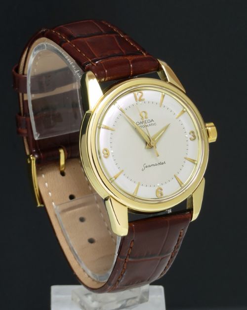 fig 1. INCREDIBLE SOLID 18CT GOLD OMEGA SEAMASTER AUTOMATIC CALIBRE 501 MENS VINTAGE WATCH C1958