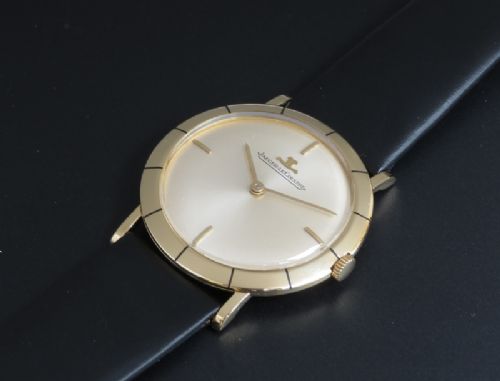 fig 1. STUNNING ORIGINAL SOLID 18CT GOLD JAEGER-LECOULTRE SLIMLINE DRESS WATCH C1959