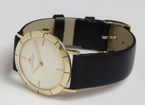 fig 5. STUNNING ORIGINAL SOLID 18CT GOLD JAEGER-LECOULTRE SLIMLINE DRESS WATCH C1959