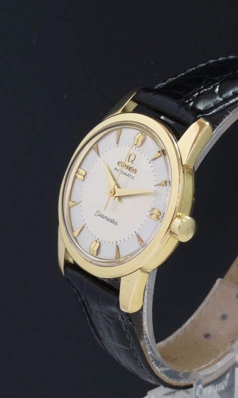 fig 1. SUPERB SOLID 18CT GOLD OMEGA SEAMASTER AUTOMATIC CALIBRE 501 MENS VINTAGE WATCH C1956