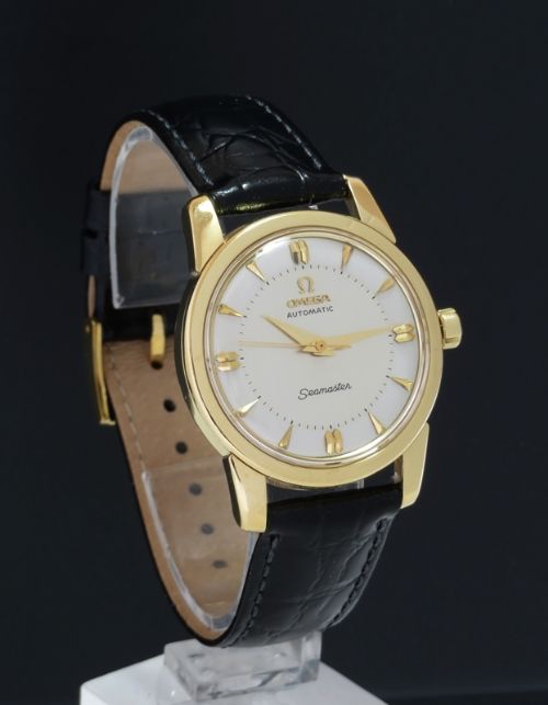 fig 3. SUPERB SOLID 18CT GOLD OMEGA SEAMASTER AUTOMATIC CALIBRE 501 MENS VINTAGE WATCH C1956