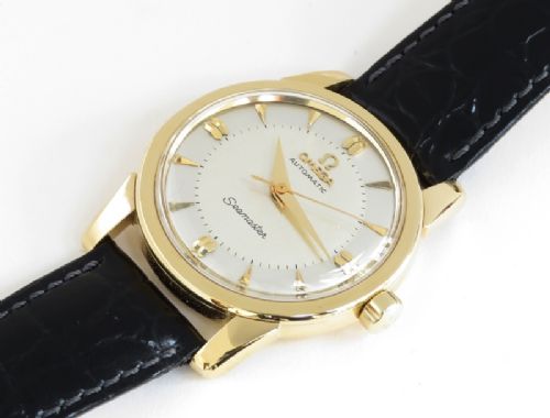 fig 6. SUPERB SOLID 18CT GOLD OMEGA SEAMASTER AUTOMATIC CALIBRE 501 MENS VINTAGE WATCH C1956