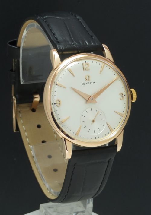 fig 2. SUPERB SOLID 18CT ROSE GOLD OMEGA TRESOR CAL 267 MENS VINTAGE WATCH C1958