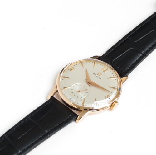fig 3. SUPERB SOLID 18CT ROSE GOLD OMEGA TRESOR CAL 267 MENS VINTAGE WATCH C1958