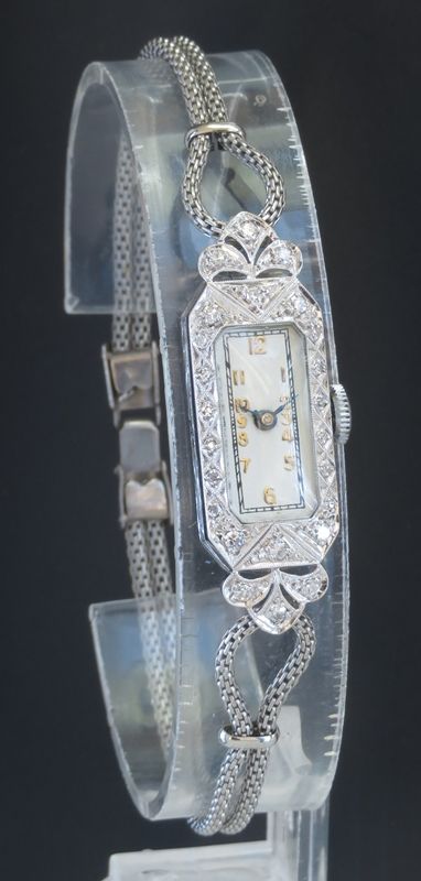 fig 2. DELIGHTFUL PLATINUM AND DIAMOND ART DECO LADIES COCKTAIL WATCH C1930