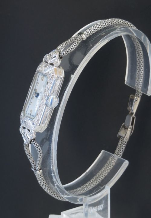 fig 3. DELIGHTFUL PLATINUM AND DIAMOND ART DECO LADIES COCKTAIL WATCH C1930