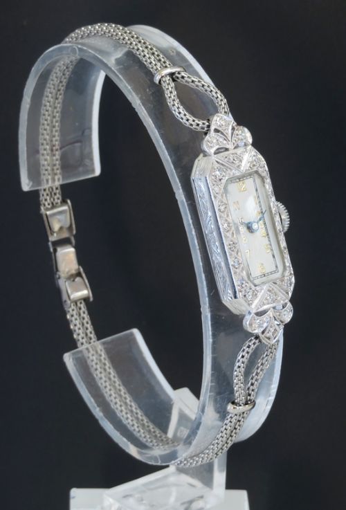 fig 4. DELIGHTFUL PLATINUM AND DIAMOND ART DECO LADIES COCKTAIL WATCH C1930