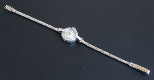 Beautiful Near Mint Original Condition Platinum and Diamond Vertex Ladies Cocktail Watch C1950
