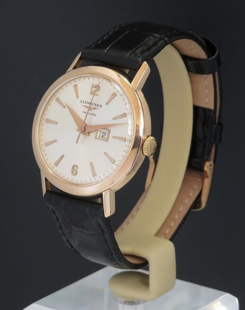 fig 1. WONDERFUL ORIGINAL LONGINES SOLID 18CT ROSE GOLD CAL 23ZSD MENS VINTAGE WATCH C1956