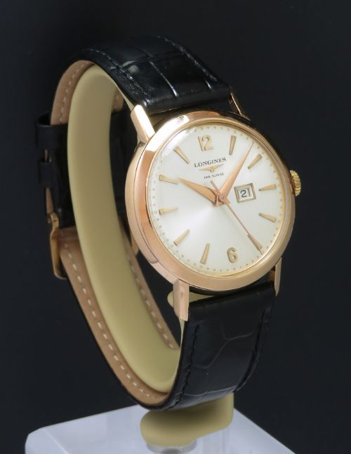 fig 3. WONDERFUL ORIGINAL LONGINES SOLID 18CT ROSE GOLD CAL 23ZSD MENS VINTAGE WATCH C1956