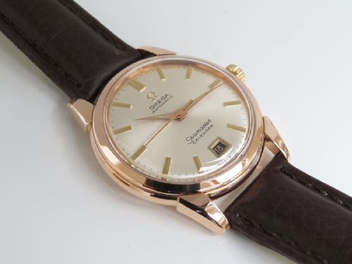 fig 3. RARE SOLID 18CT ROSE GOLD OMEGA SEAMASTER AUTOMATIC CALENDAR BUMPER MENS VINTAGE WATCH C1953