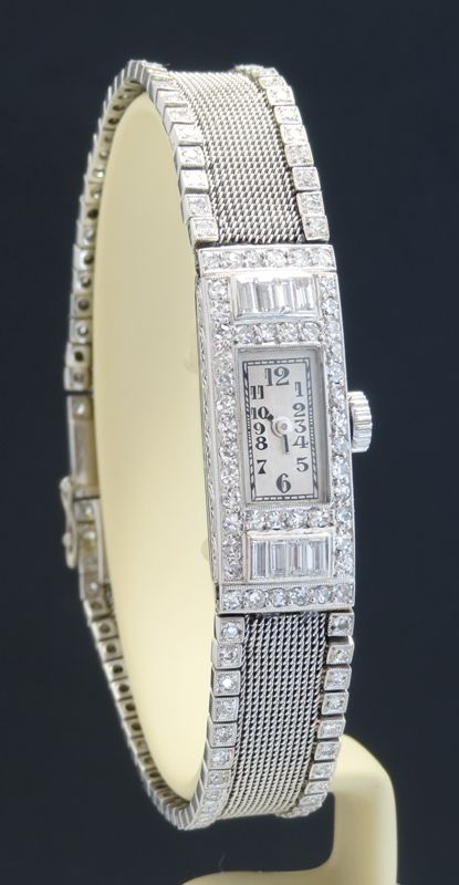 Heavenly Platinum and Diamond Ladies Art Deco Cocktail Watch by Bucherer C1935