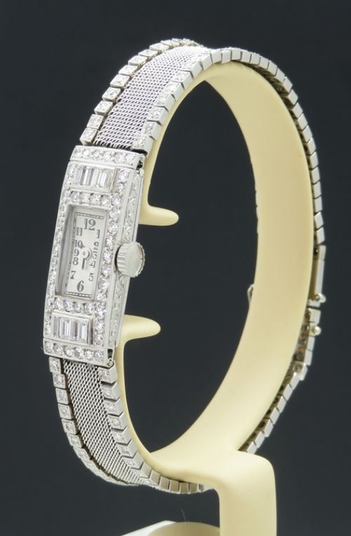 fig 1. HEAVENLY PLATINUM AND DIAMOND LADIES ART DECO COCKTAIL WATCH BY BUCHERER C1935