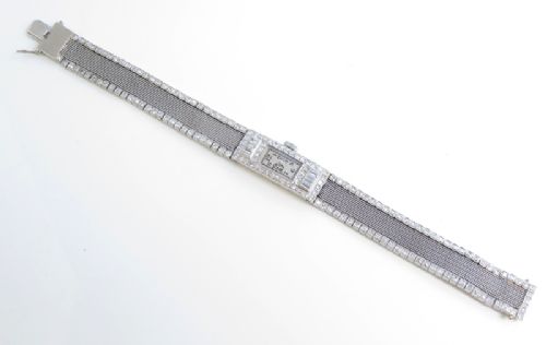 fig 3. HEAVENLY PLATINUM AND DIAMOND LADIES ART DECO COCKTAIL WATCH BY BUCHERER C1935