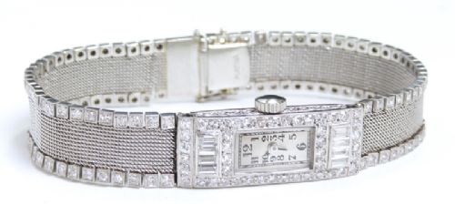 fig 4. HEAVENLY PLATINUM AND DIAMOND LADIES ART DECO COCKTAIL WATCH BY BUCHERER C1935