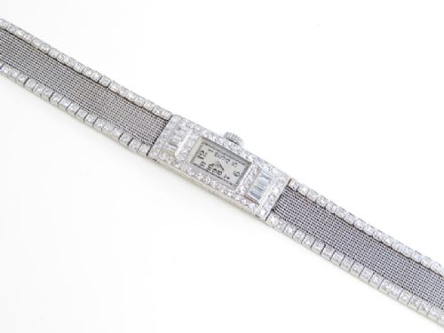 fig 5. HEAVENLY PLATINUM AND DIAMOND LADIES ART DECO COCKTAIL WATCH BY BUCHERER C1935