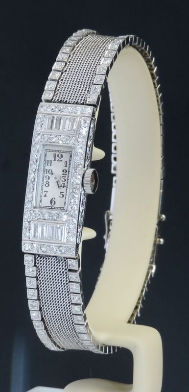 fig 6. HEAVENLY PLATINUM AND DIAMOND LADIES ART DECO COCKTAIL WATCH BY BUCHERER C1935