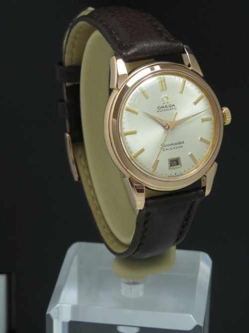Rare Solid 18ct Rose Gold Omega Seamaster Automatic Calendar Bumper Mens Vintage Watch C1953