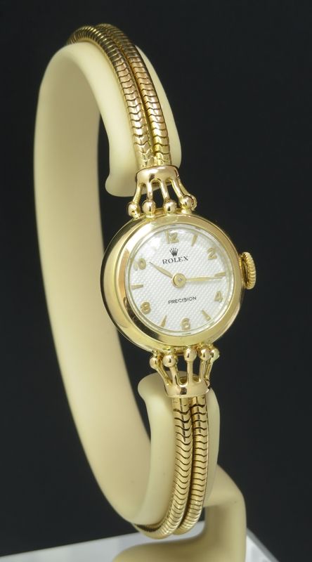 fig 1. STUNNING SOLID 18CT GOLD ROLEX PRECISION LADIES COCKTAIL WATCH C1954