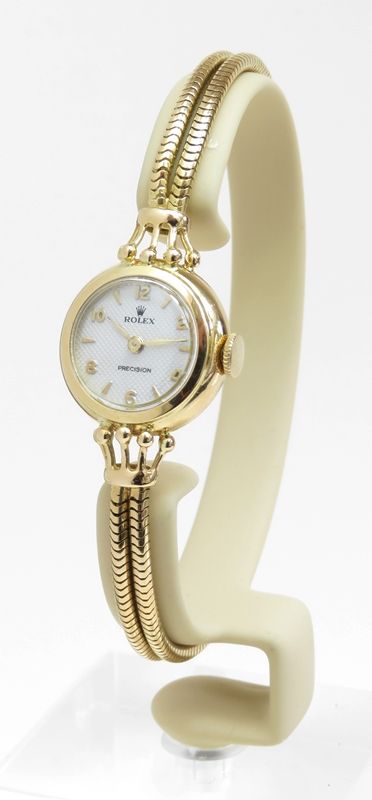 fig 2. STUNNING SOLID 18CT GOLD ROLEX PRECISION LADIES COCKTAIL WATCH C1954