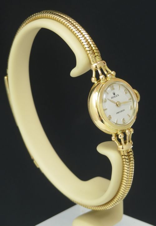 fig 4. STUNNING SOLID 18CT GOLD ROLEX PRECISION LADIES COCKTAIL WATCH C1954