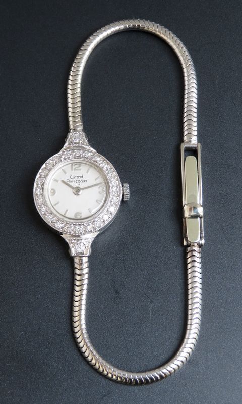 Wonderful Girard Perregaux 18ct 18k White Gold and Diamond Ladies Cocktail Watch C1950