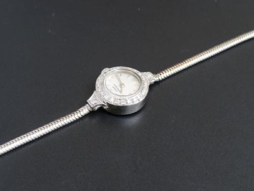 fig 2. WONDERFUL GIRARD PERREGAUX 18CT 18K WHITE GOLD AND DIAMOND LADIES COCKTAIL WATCH C1950