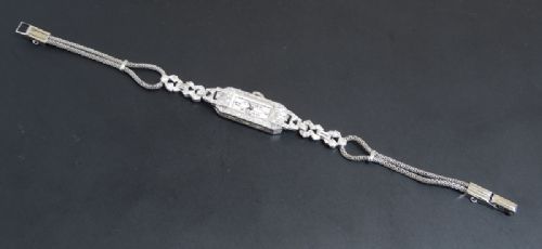 fig 5. BEAUTIFUL PLATINUM AND DIAMOND VERTEX ART DECO LADIES COCKTAIL WATCH C1940