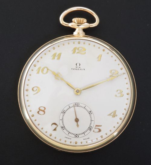fig 5. SOLID 9CT GOLD OMEGA POCKET WATCH C1933-34 movement serial number 7930540, calibre 37.6L.15p.