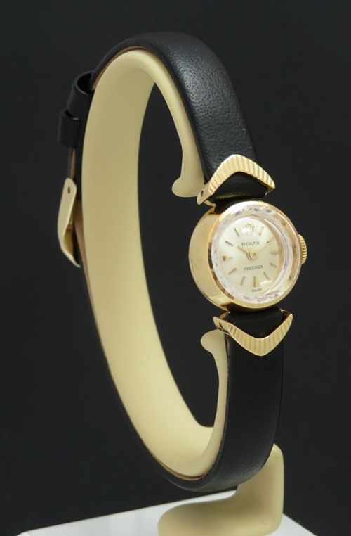 fig 3. BEAUTIFUL ORIGINAL MINT CONDITION SOLID 18CT GOLD ROLEX PRECISION LADIES COCKTAIL WATCH C1958