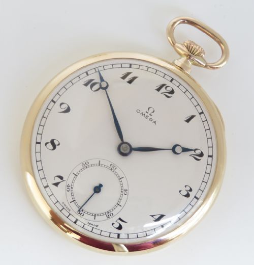 fig 1. STUNNING MINT CONDITION SOLID 9CT GOLD OMEGA POCKET WATCH C1936